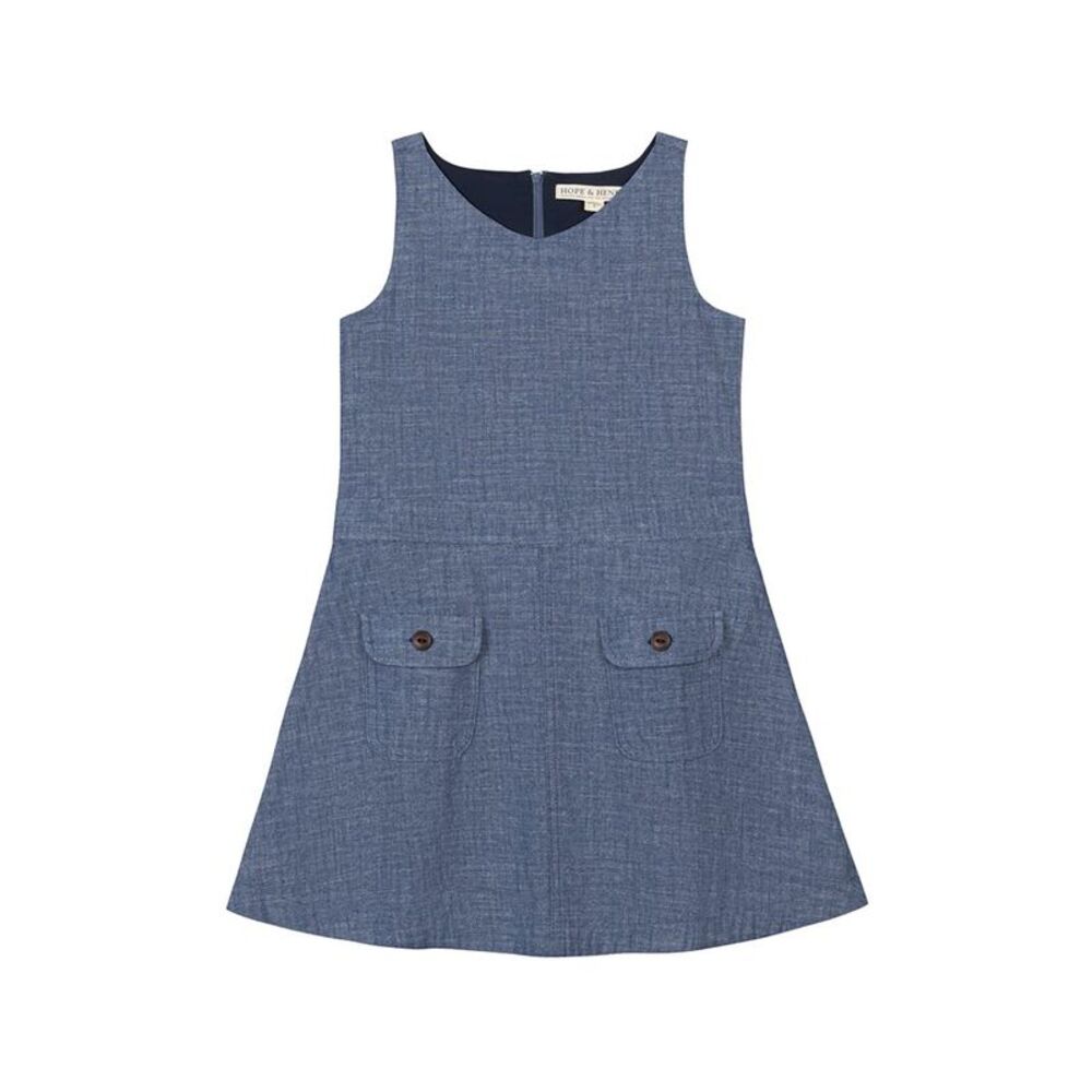 Hope & Henry Girls Organic V-Neck Chambray Jumper